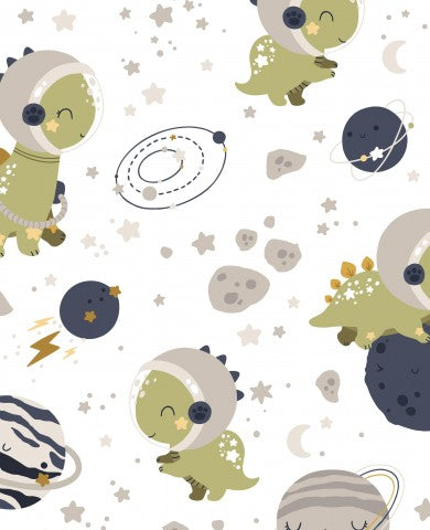 Rib Jersey cute dinosaurs in space