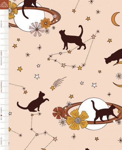 Waterproof fabric a fabric with cats and stars on it