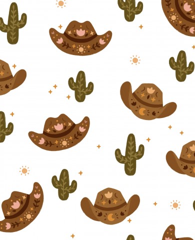 French Terry Cowboyhüten und Kakteen