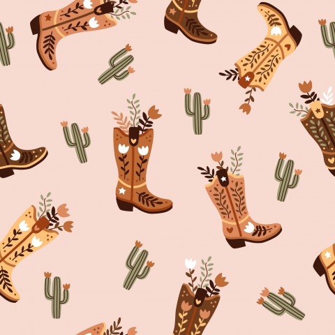 Stivali da cowboy in French Terry e cactus