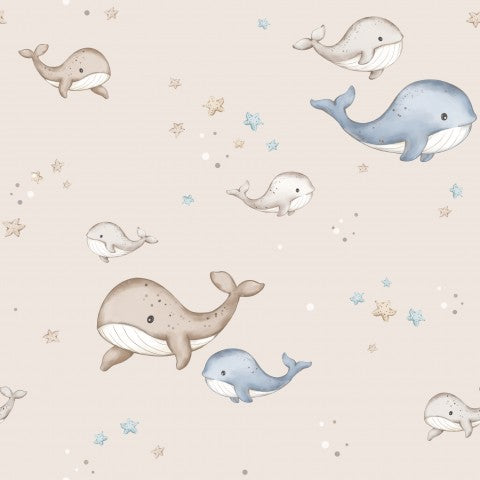 French Terry whales and stars