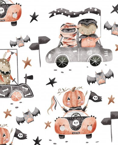 Muslin Halloween-figurer i en bil