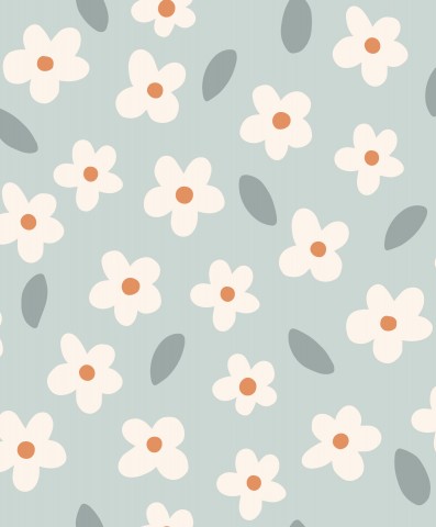 Muselina con imagen de un estampado floral sobre un fondo azul.