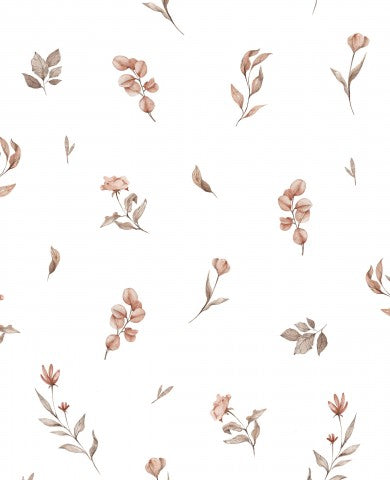 Satin cotton watercolor flowers and leaves