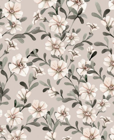 Panama blomstermønster med hvide blomster og blade