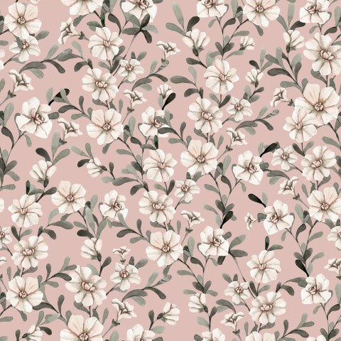 Waterproof fabric floral pattern on a pink background