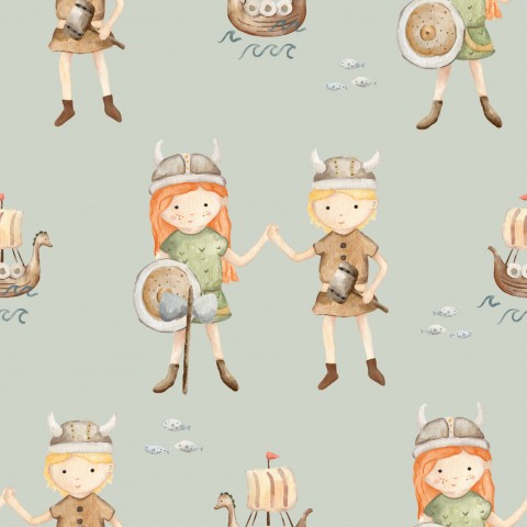 Waterproof fabric Vikings and boats