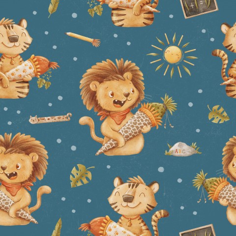 Dein kreativer Schreibstil: Canvas Baumwolle Wild Kids School Blue - Natürlich, farbenfroh und leicht zu nähen. Ideal für Outdoor-Uniformen, T-Shirts, Hemden &