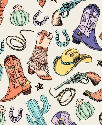 Wasserdichter Stoff Cowboystiefeln, Kakteen und anderen Gegenständen