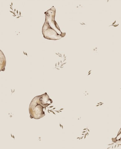 Muslin med björnmönster på beige bakgrund