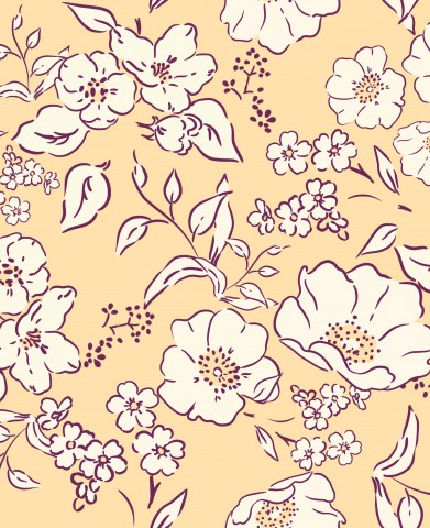 Muslin flowers on yellow background