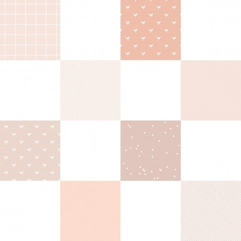 Satin de coton à motif à carreaux roses et blancs