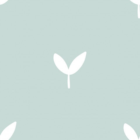 Satin cotton white leaves on light blue background