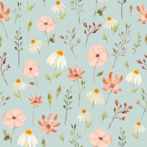 Panama watercolor flowers on blue background