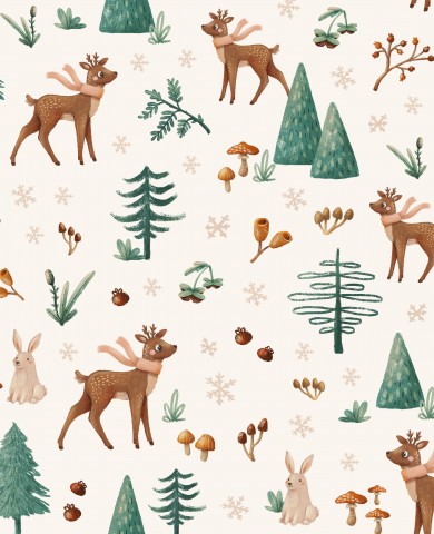 Warmes Winter-Flair mit Canvas Baumwolle Woodland Creme - Natürliche Texturen und freundliches Cream-Tönen für deine nächste Winter-Nähprojekt, ideal als Meter