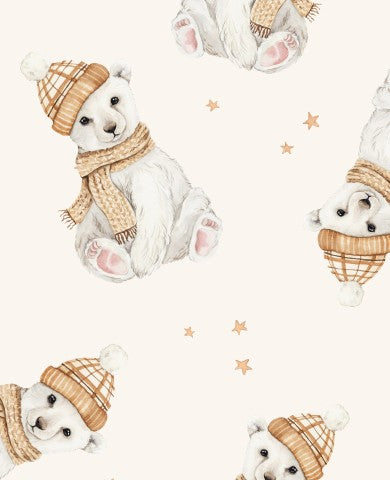 Entdecken Sie unsere wunderbare Canvas Baumwolle Winterbär-Vanille - einzigartige Stoffe zum Nähen! Baumwoll-Stoff mit weichen Texturen und warmen Tönen in Win