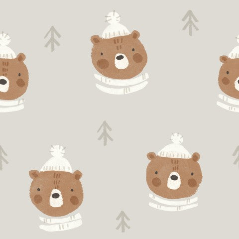 Winterbären-Salbe-Mischung aus Canvas-Baumwolle - Ideal für winterliche Outfits: Weiche Baumwolle, Salbei-Größe und einzigartiger Textur-Effekt.