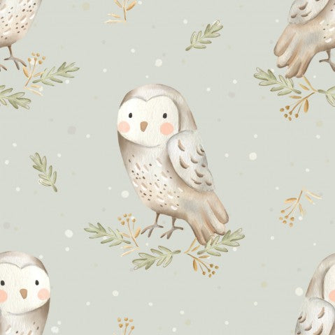 French Terry cute owls