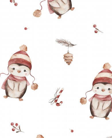 Tessuto impermeabile con motivo a pinguino ad acquerello