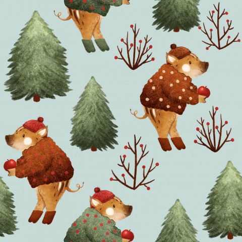 Muslin Christmas animals and trees