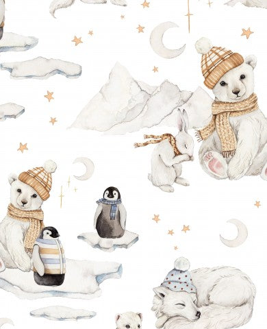 Satin cotton polar bears and penguins