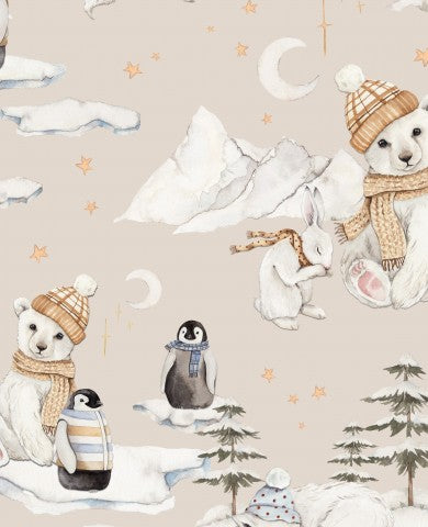 Satin cotton polar bears and penguins