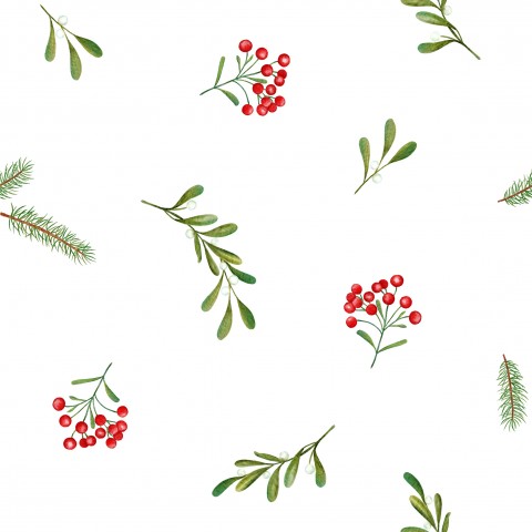 Panama Weihnachtsmuster mit Stechpalmenblättern und Beeren