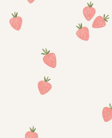 Wasserdichter Stoff rosa Erdbeeren auf weißem Hintergrund