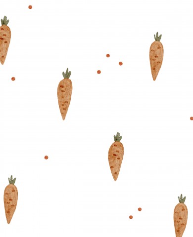 Morotsmönster i satinbomull på vit bakgrund