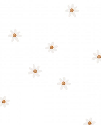 Waterproof fabric pattern of daisies on white