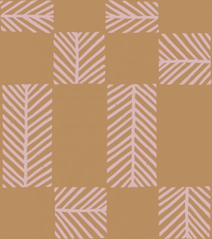 Wasserdichter Stoff ein braun-rosa Muster mit geometrischen Formen darauf