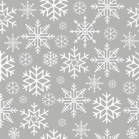Waterproof fabric pattern of snowflakes on a gray background