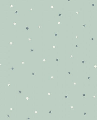 French Terry a green and white polka dot wallpaper with small dots