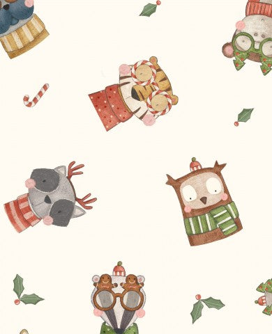 Weihnachtliche Baumwolle für Ihr nächstes Projekt: Canvas Baumwolle Xmas Friends Cream - 100% Naturbauschutz, 140 cm breit, ideal zum nähen von Geschenken und