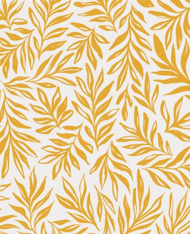 Waterproof fabric a pattern of yellow leaves on a white background