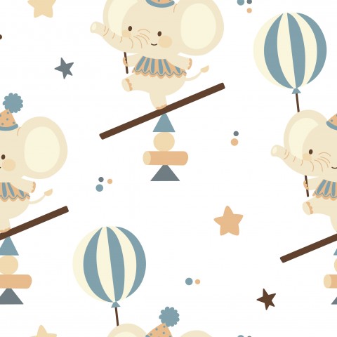 French Terry Elephants and Balloons