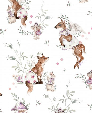Satin cotton watercolor animals and flowers