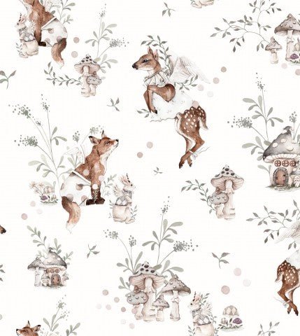 Tela di cotone Magic Forest SEPIA Small - Morbido cotone con una magica tonalità seppia! Ideale per cucire sorelle, per tagliare abiti, giacche e accessori.