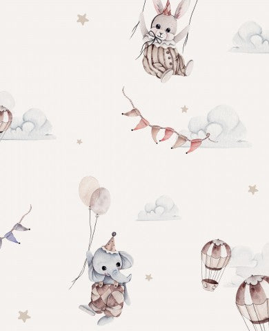 French Terry cute animals flying through the air