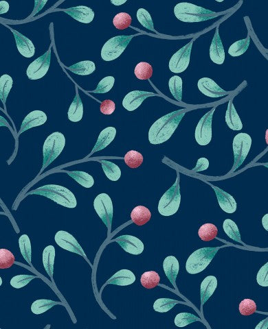 SoftShell leaves and berries on dark blue background