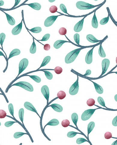 Mousseline de baies rouges et de feuilles vertes