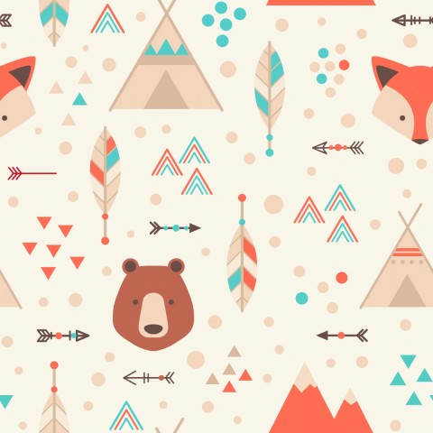 Ours, renards et flèches en French Terry