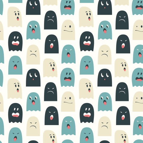 Motifs French Terry avec fantômes et visages