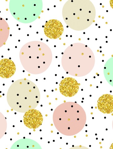 French Terry golden and pink dots