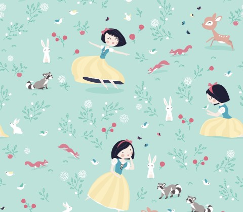 Toile de coton Blanche-Neige et les Sept Nains en tissu