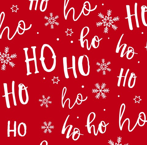 Waterproof fabric a red background with white Christmas letters and snowflakes