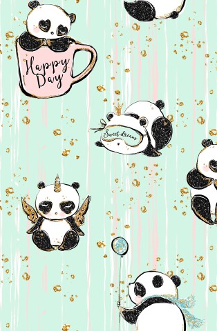 Maillot de bain UV pandas sur fond vert