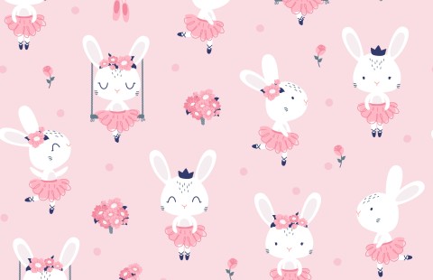 Lapin mignon en jersey sur fond rose