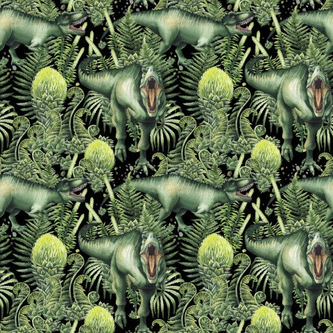 Toile de coton Dinosaures dans la jungle