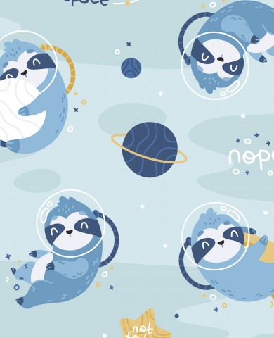 Toile en coton avec de mignons paresseux dans l'espace